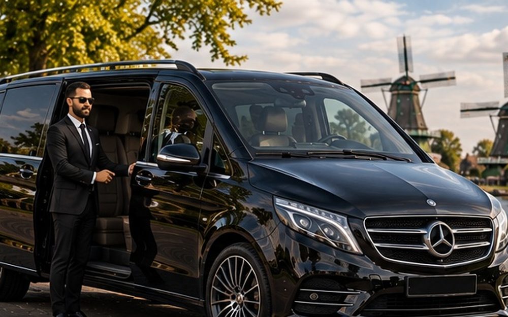 Black Mercedes V-Klasse, side three-quarter view